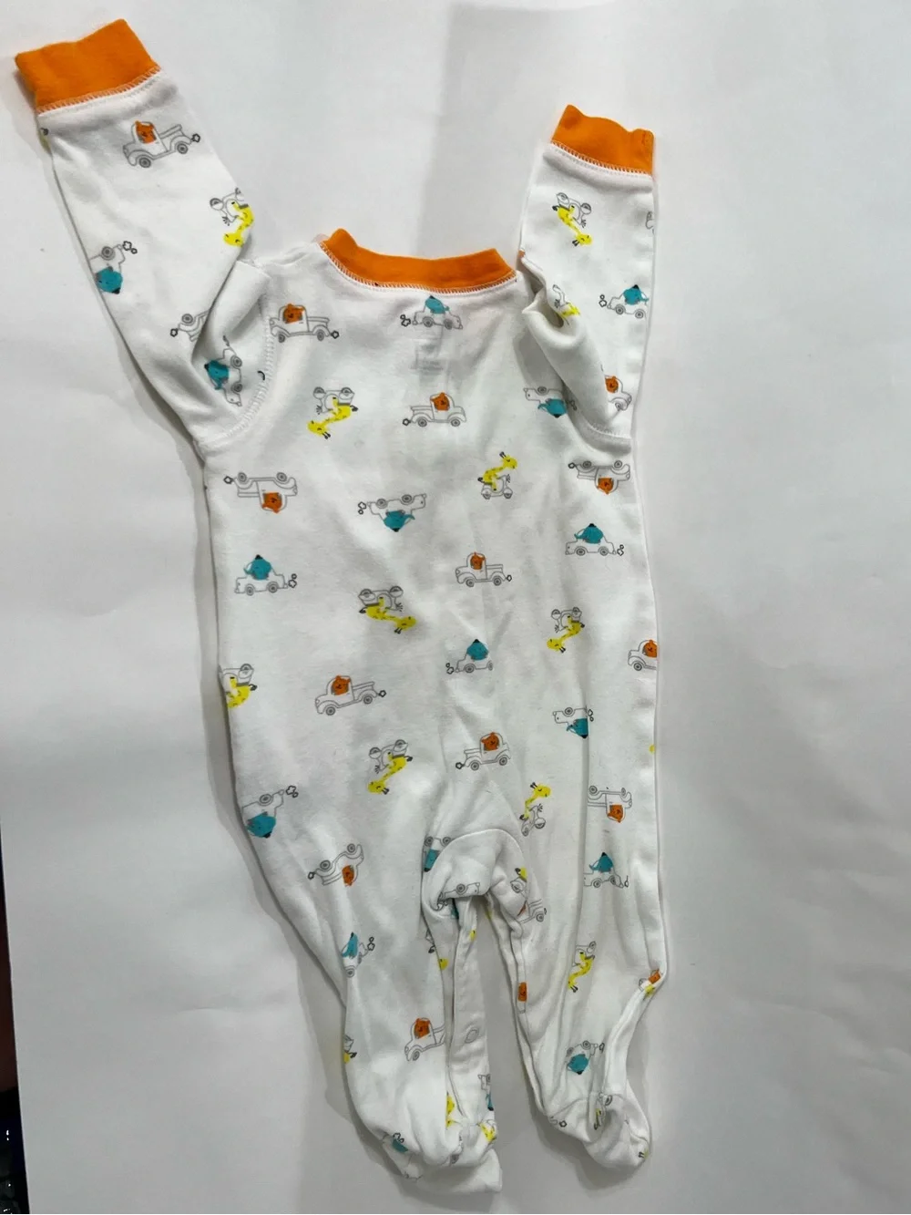Carter's White One-Piece Footie with Orange Trim and Yellow Giraffe
